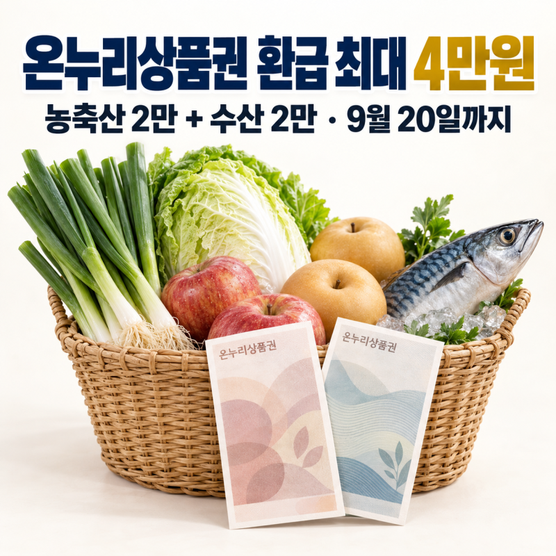 온누리상품권 환급 최대 4만원, 9월 20일까지｜구간 계산·농축산 수산 비교·조회