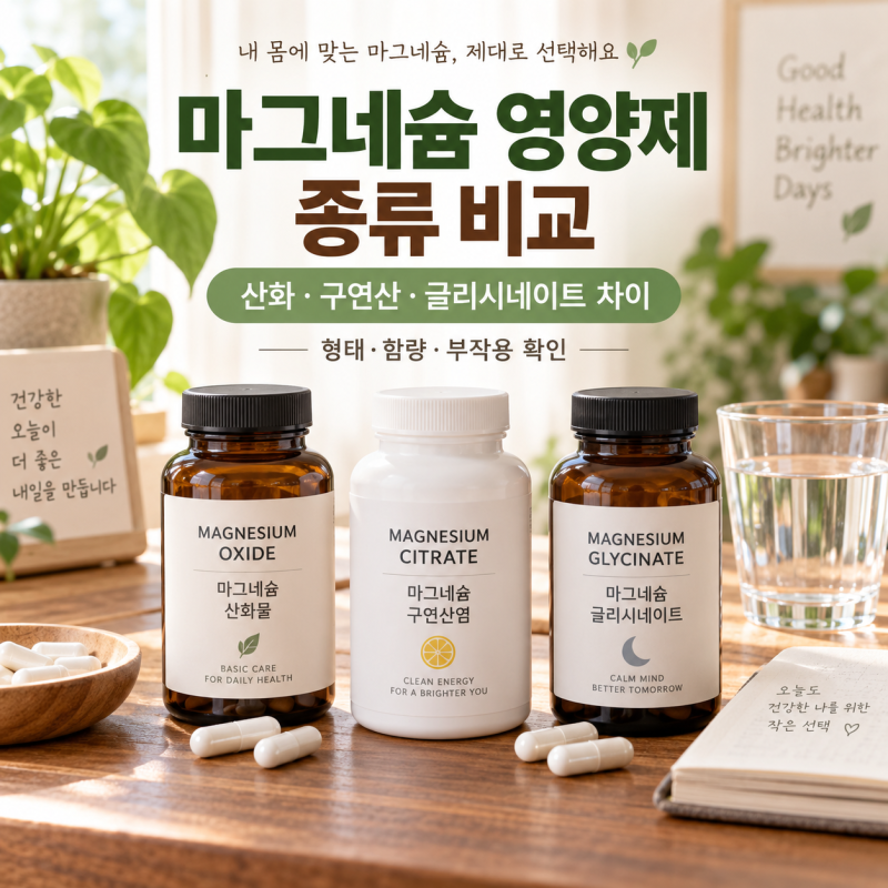 마그네슘 영양제 종류 비교, 산화·구연산·글리시네이트 차이는 무엇일까
