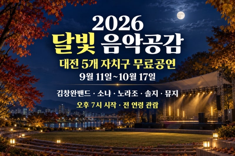2026 달빛 음악공감｜김창완밴드·소냐·노라조·솔지·뮤지 무료공연 일정