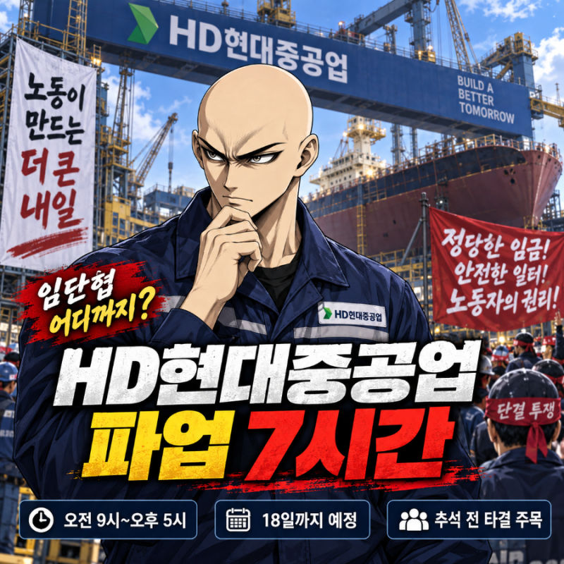 HD현대중공업 파업 7시간, 임단협 어디까지?