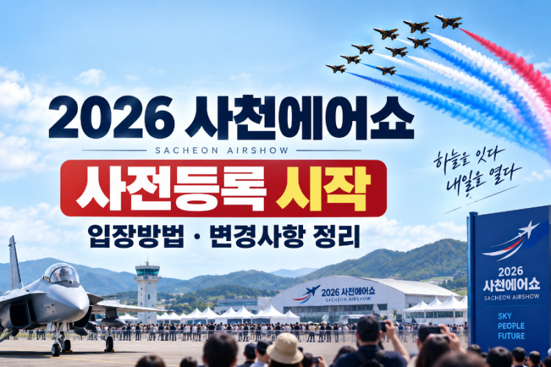 [사천여행.축제정보] 2026 사천에어쇼 사전등록 시작, 입장방법·체험비행 변경사항 정리