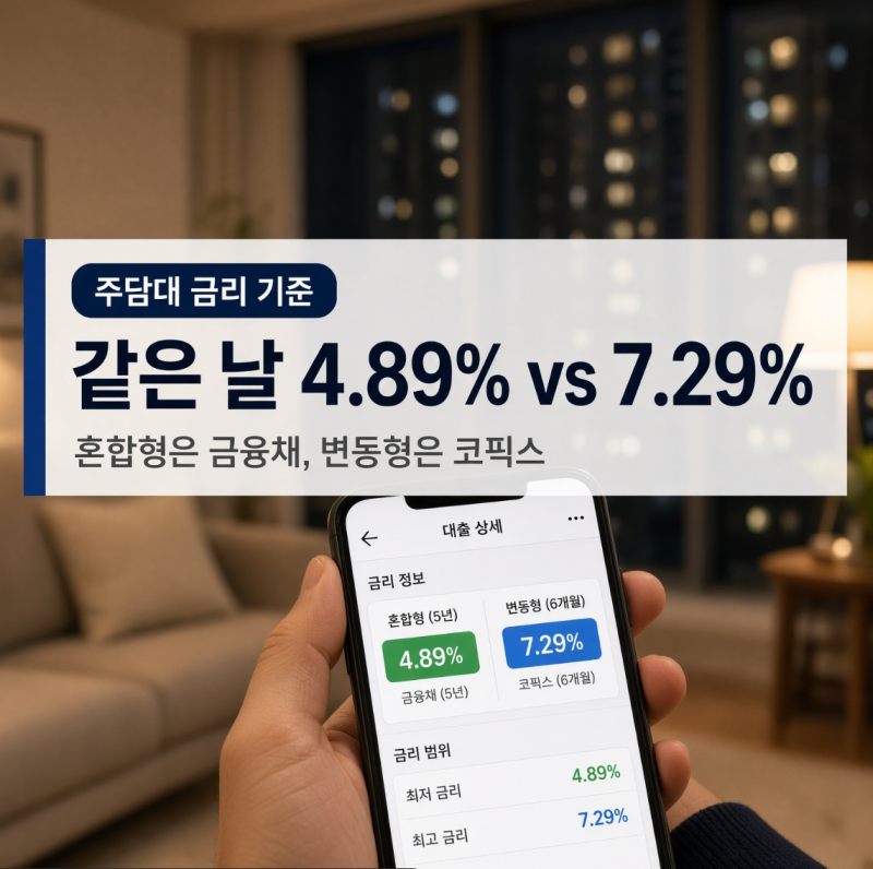 ▶ 주담대 금리 기준 4가지, 혼합형만 7%를 넘은 이유