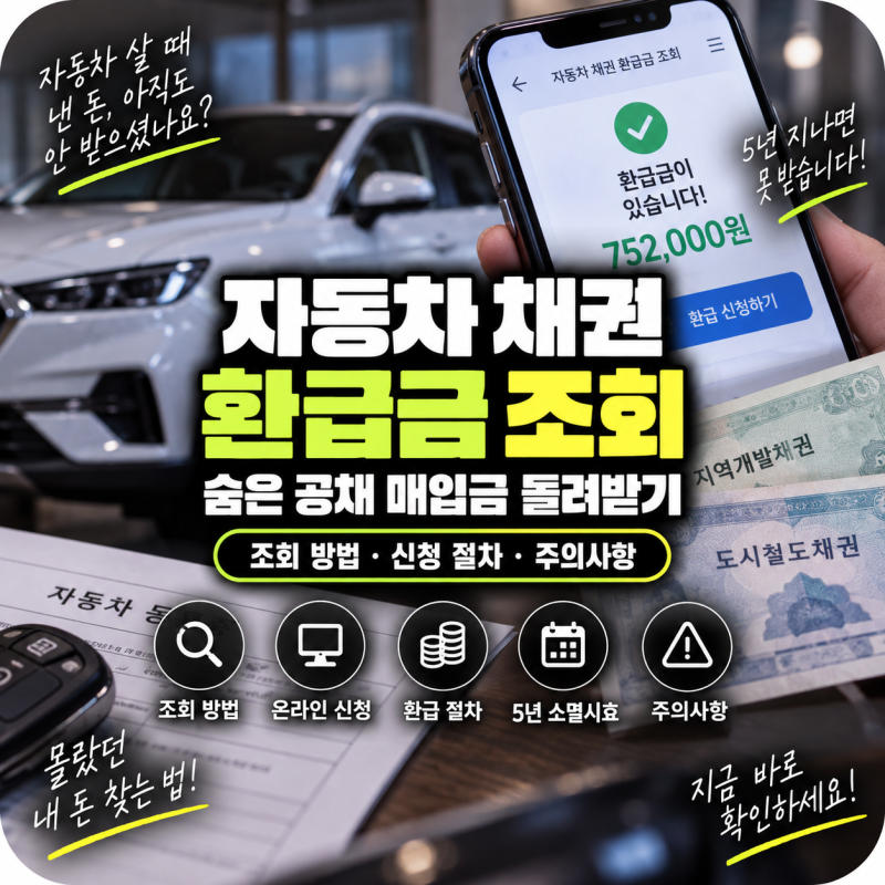 자동차 채권 환급금 조회 방법 자동차 구입 시 숨은 공채 매입금 계좌 환급