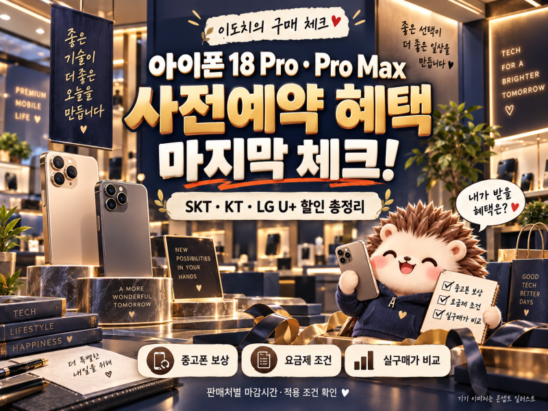 아이폰 18 프로·프로 맥스 사전예약 오늘 사실상 마지막｜최대혜택·통신3사 할인 총정리