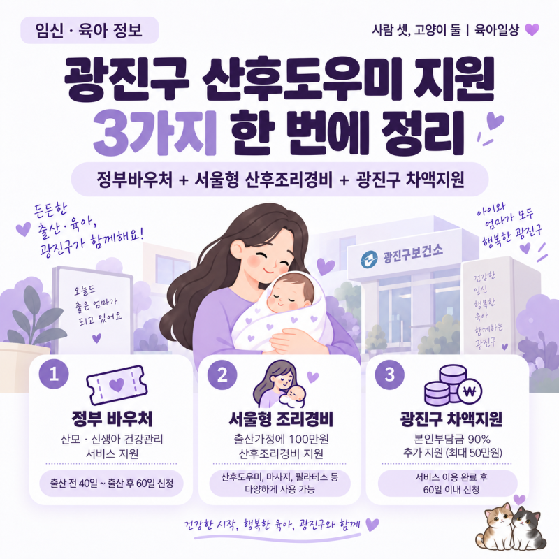 [광진구 임산부 혜택] 2026년 산후도우미 비용 ㅣ산모신생아 바우처, 서울형 산후조리경비 지....