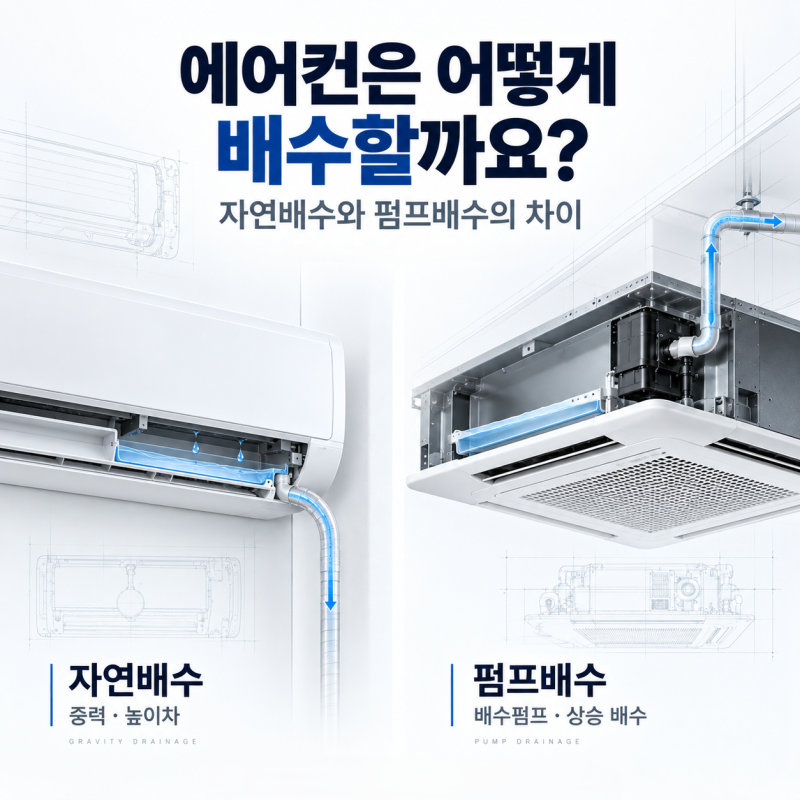 에어컨 배수 원리는? 자연배수와 펌프배수의 차이