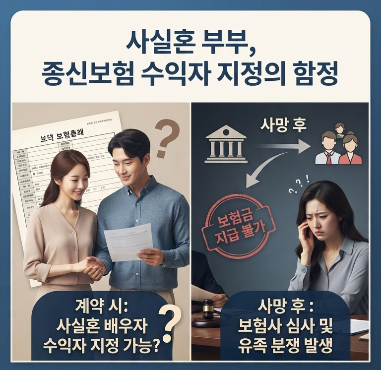 혼인신고를 하지 않은 사실혼 관계, 종신보험 수익자 지정 과연 가능할까?