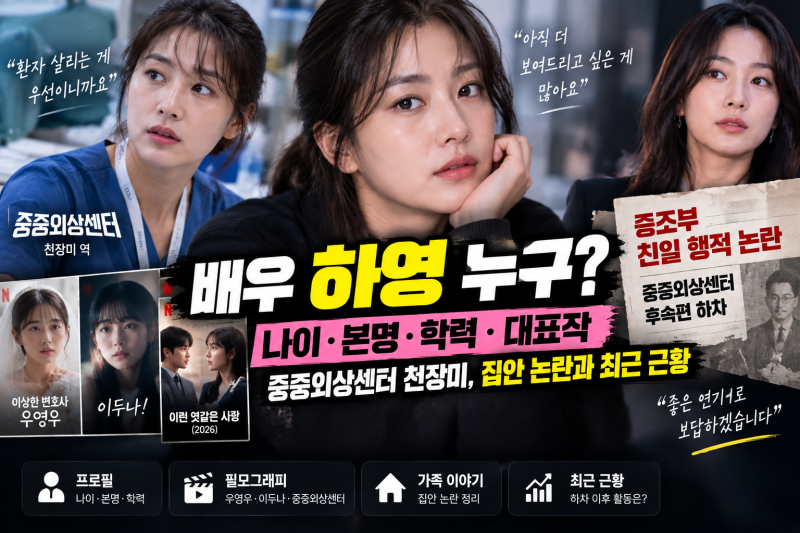 배우 하영 누구? 나이·본명·학력·중증외상센터·집안 논란과 최근 근황 총정리