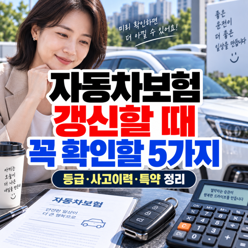 자동차보험 갱신할 때 꼭 확인할 5가지, 할인할증등급·사고이력·특약 한 번에 정리
