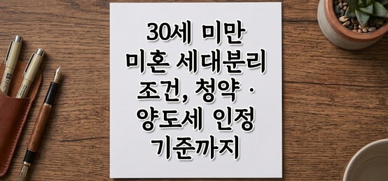 30세 미만 미혼 세대분리 조건과 청약·양도세 인정 기준 총정리