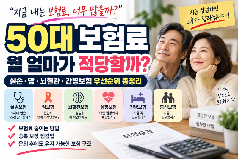 50대 보험료 월 얼마가 적당할까? 실손·암·뇌혈관·간병보험 우선순위 총정리