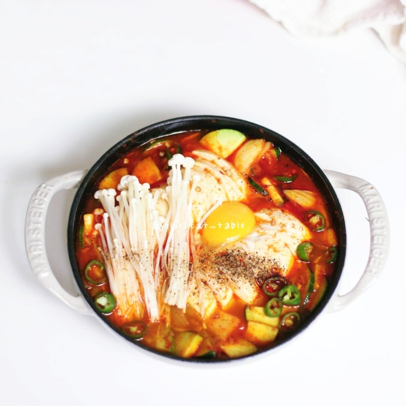 고추참치 순두부찌개 레시피 양념 얼큰하고 맛있게 끓이는법