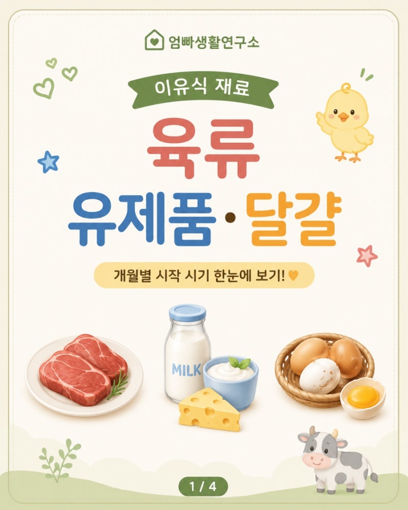 이유식 재료 개월별 육류 · 유제품 · 달걀 언제부터 먹을 수 있을까?