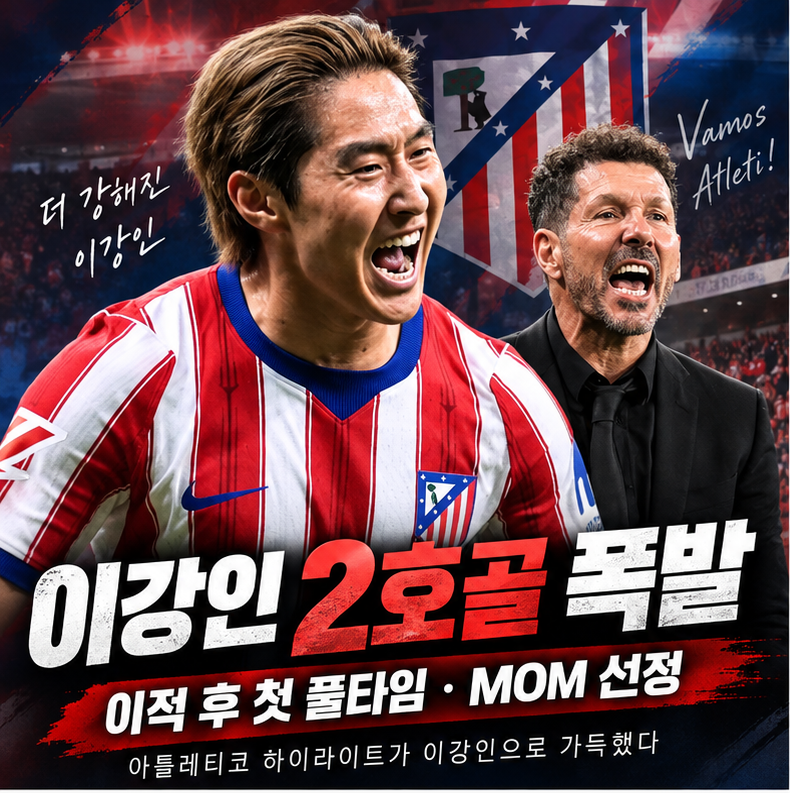이강인 2호골 폭발, 이적 후 첫 풀타임에 MOM/아틀레티코 하이라이트가 이강인으로 가득했다