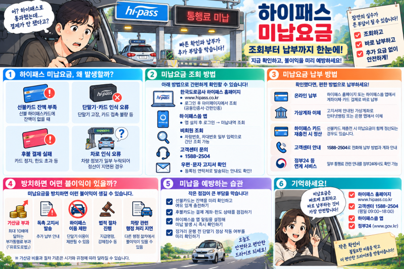 하이패스 미납요금, 방치하면 가산금 — 조회와 납부