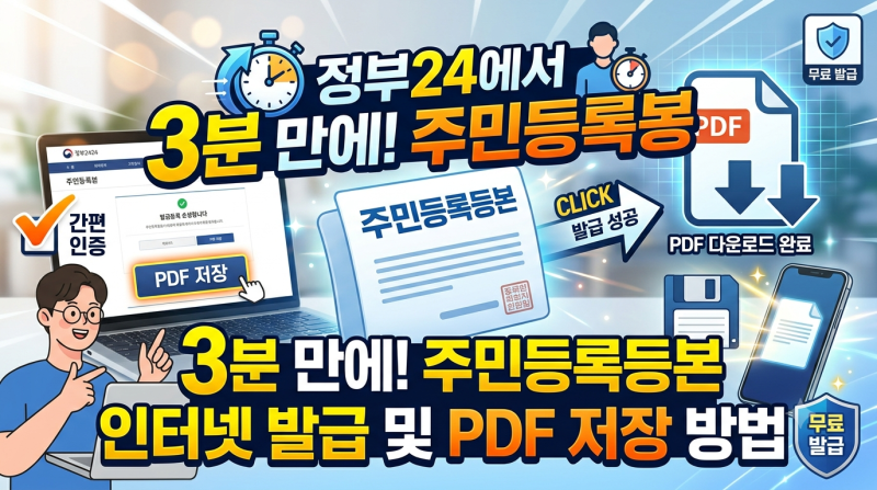 정부24에서 3분 만에! 주민등록등본 인터넷 발급 및 PDF 저장 방법