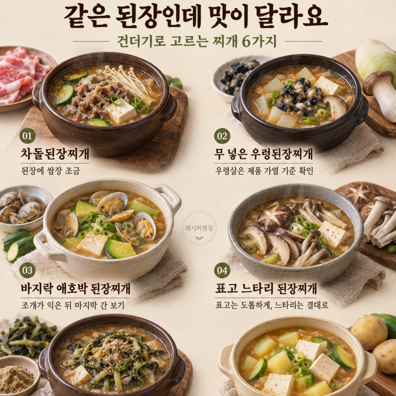 된장만 더 넣으면 짜져요 — 건더기로 맛 바꾸는 된장찌개 6가지