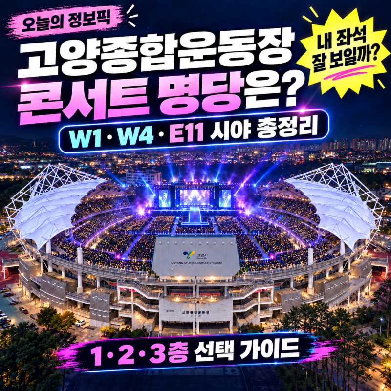 고양종합운동장 콘서트 좌석 시야｜W1·W4·E11, 1층·2층·3층 명당 고르는 법