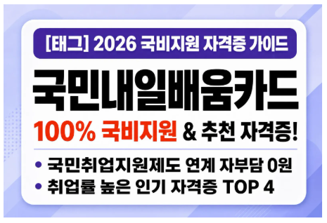국민내일배움카드 발급 방법: 국민취업지원제도 연계 100% 국비지원 추천 자격증 TOP 4