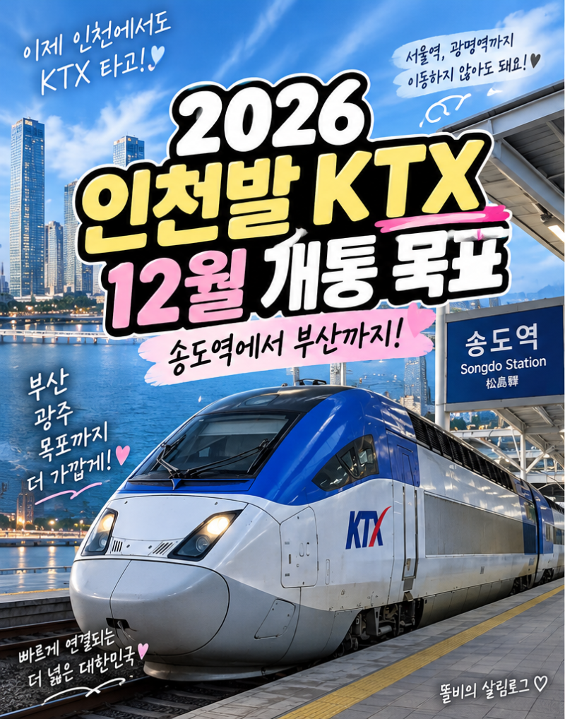 2026 인천발 KTX 12월 개통 목표｜송도역에서 부산까지 노선·정차역·소요시간 총정리