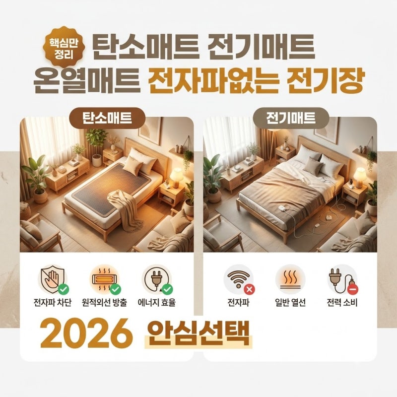 탄소매트 전기매트 온열매트 전자파없는 전기장판 캠핑 침대 1인용 싱글 고를 때 꼭 확인하....