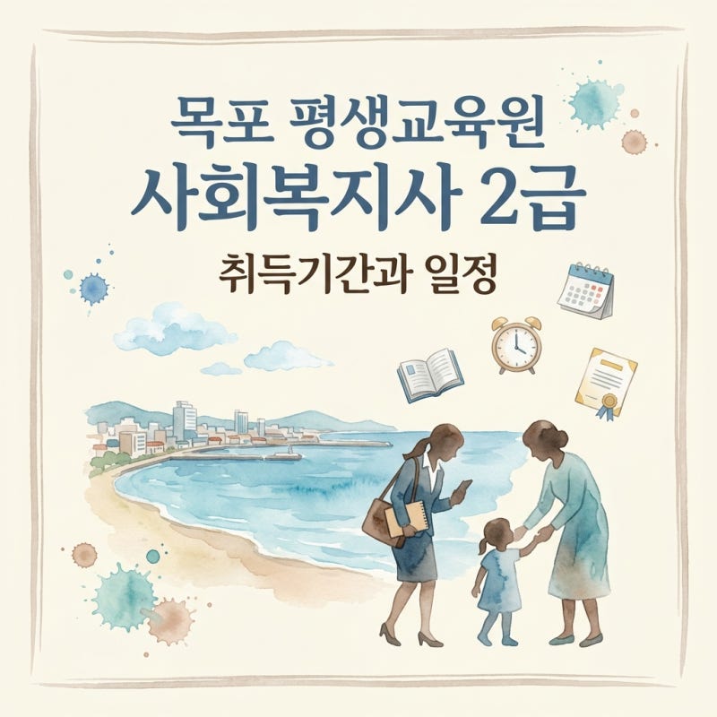 목포 평생교육원 사회복지사 2급 취득기간과 일정