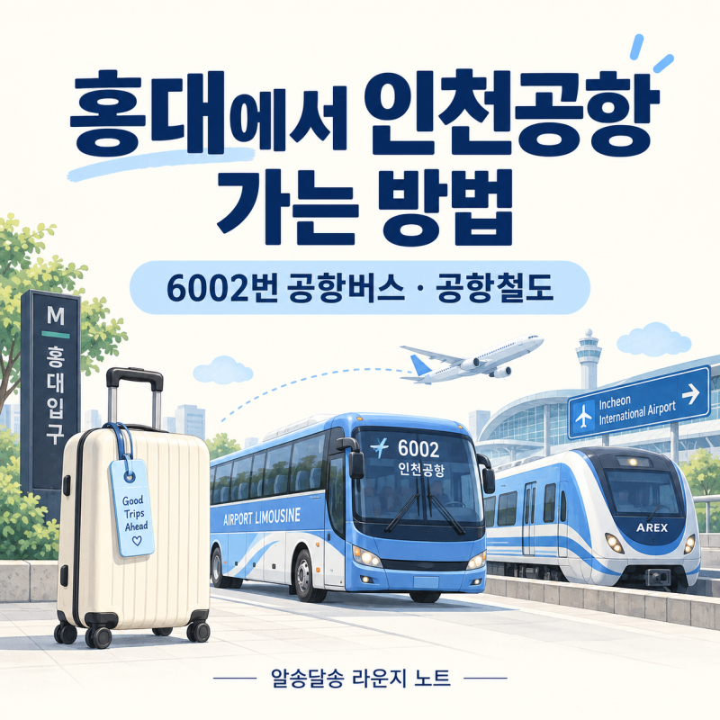 홍대 인천공항 가는 법 | 6002번 공항버스 타는 곳·요금·공항철도 비교