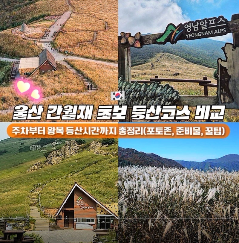 영남알프스 울산 간월재 초보 등산코스 비교, 주차부터 왕복 등산시간까지 총정리(포토존, ....