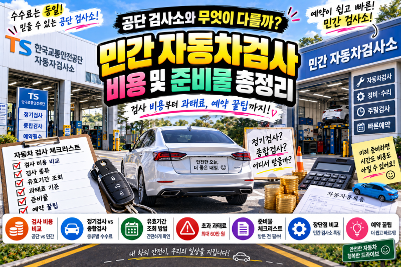 "공단 검사소와 무엇이 다를까?" 민간 자동차검사 비용 및 준비물 총정리