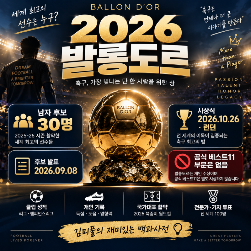 2026 발롱도르 베스트11 총정리｜4-3-3 명단·후보 30명·시상식 일정