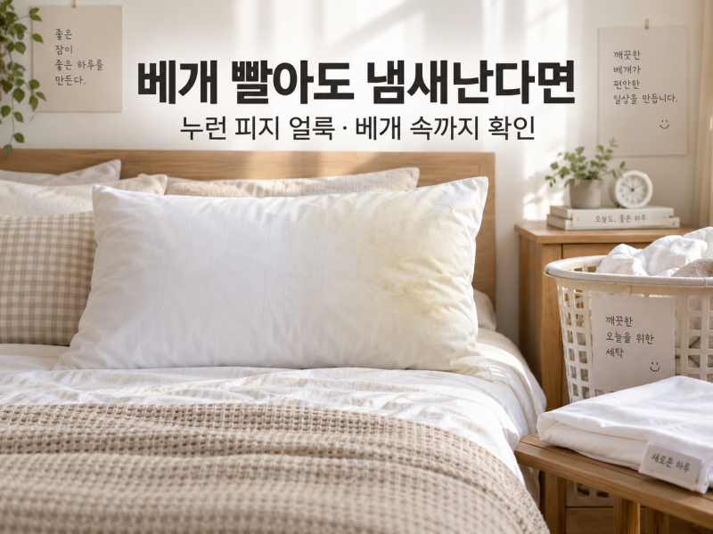 베개 커버 빨아도 냄새나는 이유｜누런 피지 얼룩, 커버만 빨면 안 될 때