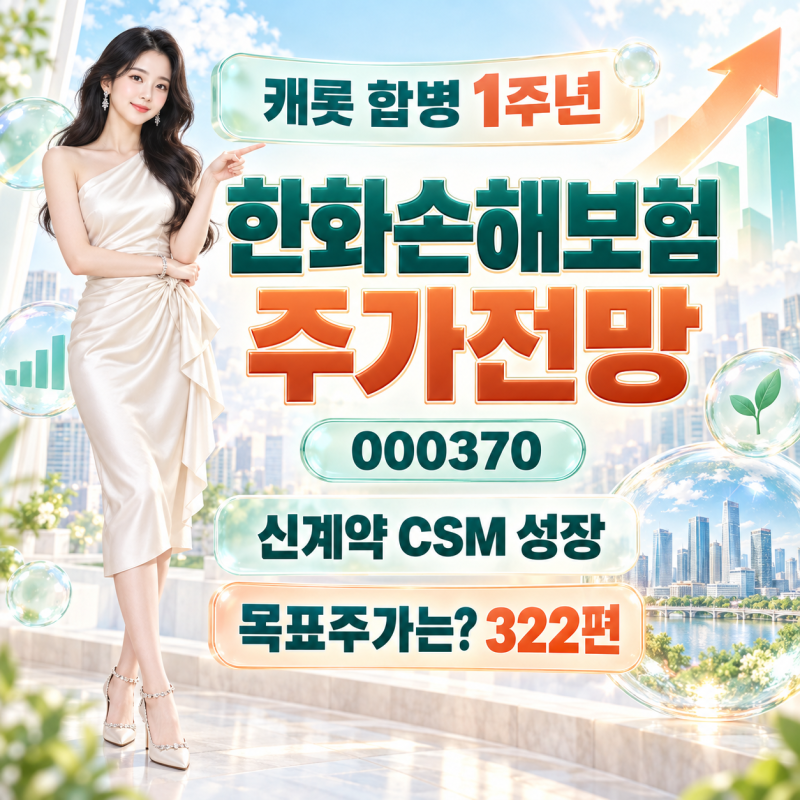 한화손해보험주가전망,캐롯 합병 1주년,신계약 CSM 성장,살까?팔까?목표주가는?[322편]