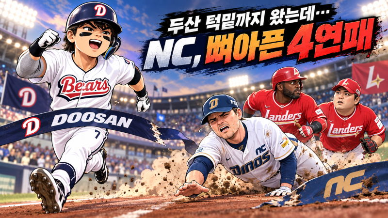 [KBO] 두산 턱밑까지 왔는데…NC, 뼈아픈 4연패로 다시 멀어진 5강