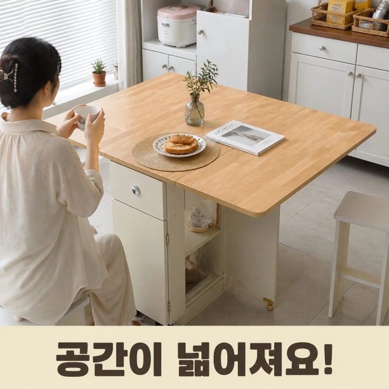 스칸디무드 쿠스토 이동식 확장형 접이식 식탁 테이블 공간활용 꿀팁