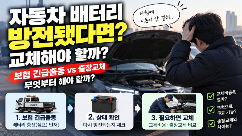 자동차 배터리 방전되면 교체해야 할까? 교체비용·출장교체·보험 긴급출동 총정리