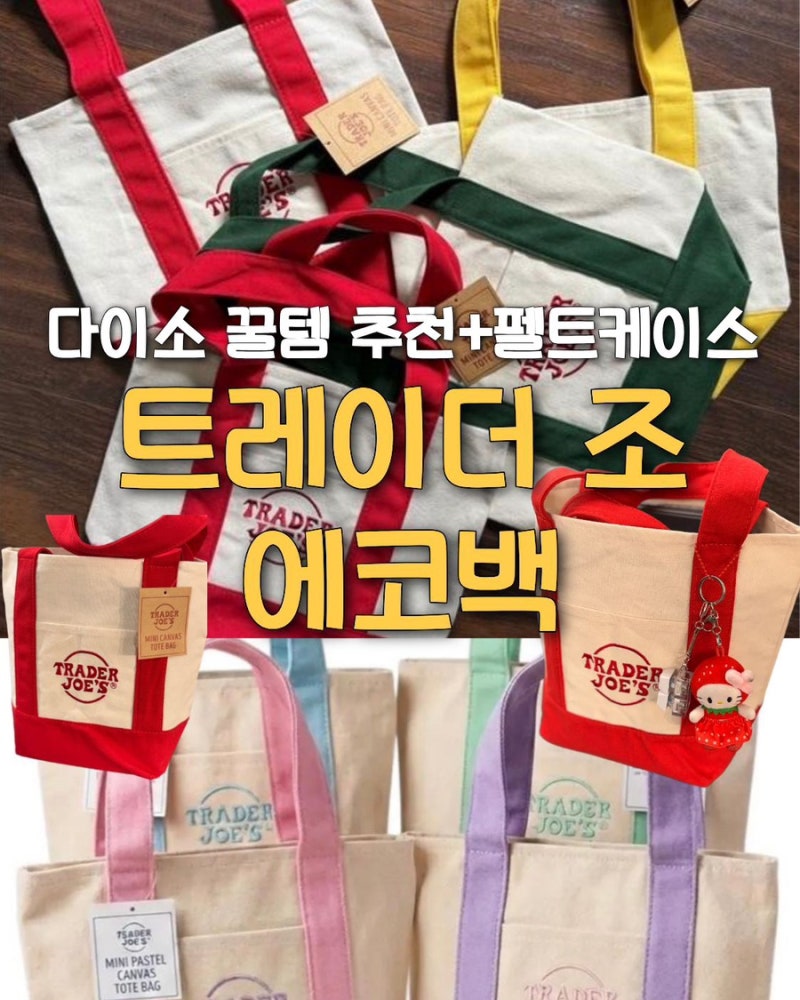 트레이더 조 가방 미니 에코백 각 잡는 꿀팁! 다이소 펠트 파일 케이스 활용법