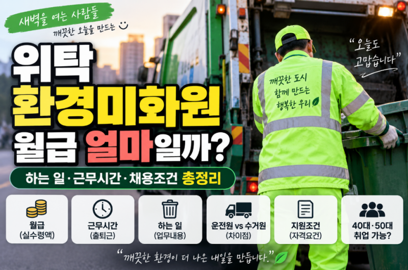 위탁 환경미화원 월급부터 근무시간·채용조건까지 현실적으로 알아보기