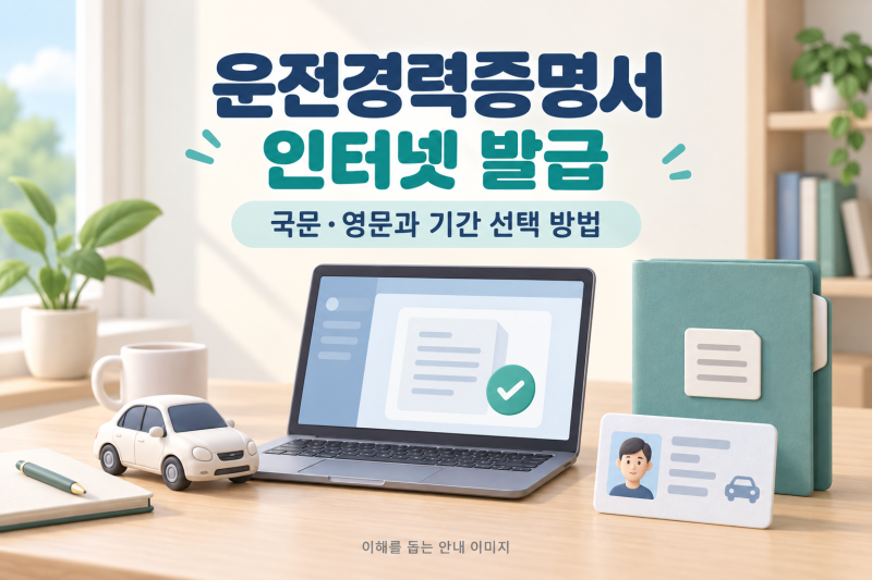 운전경력증명서 인터넷 발급, 국문·영문과 사고·법규위반 기간 선택 방법
