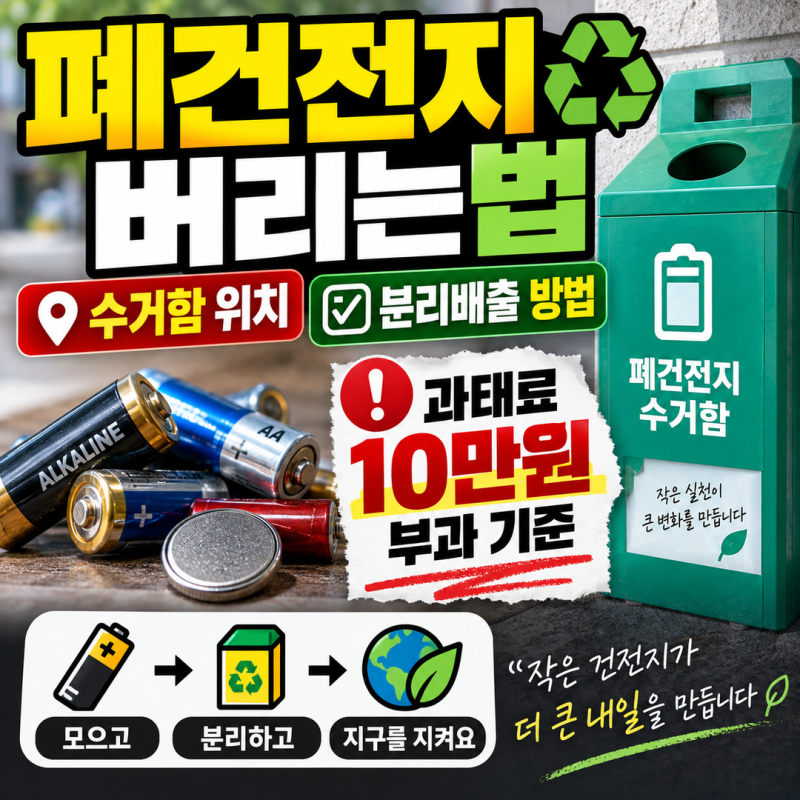 폐건전지 버리는법 수거함 위치 분리배출 방법 | 과태료 10만원 부과 기준