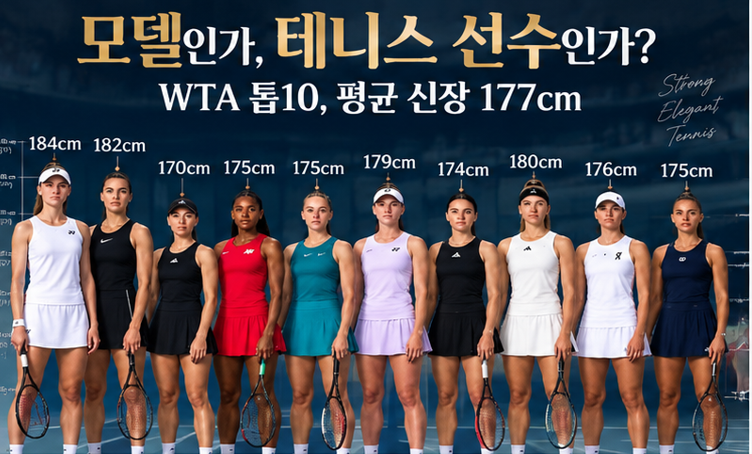 모델인가 테니스 선수인가…WTA 톱10 평균 177cm, 최고 184cm