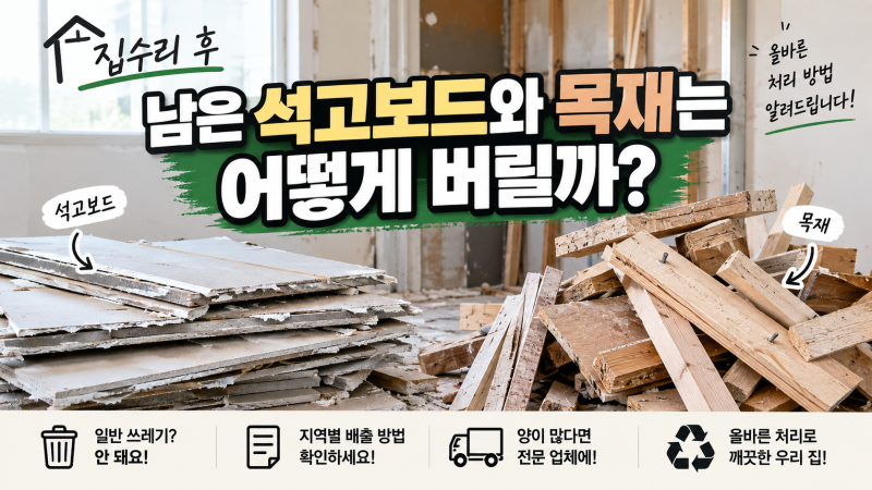 집수리 후 남은 석고보드와 목재는 어떻게 버릴까?