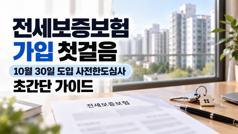 전세보증보험 가입 첫걸음, 10월 30일 도입 사전한도심사 초간단 가이드