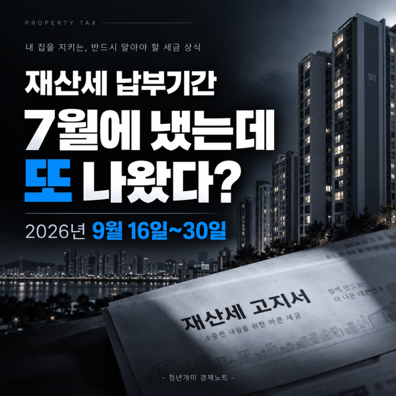 "재산세 납부기간, 7월에 냈는데 또?" 2026년 9월 16~30일 주택 2기분 확인