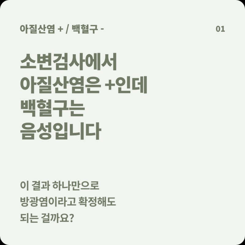 소변검사 아질산염은 양성인데 백혈구는 음성이에요, 방광염이라는 뜻일까?