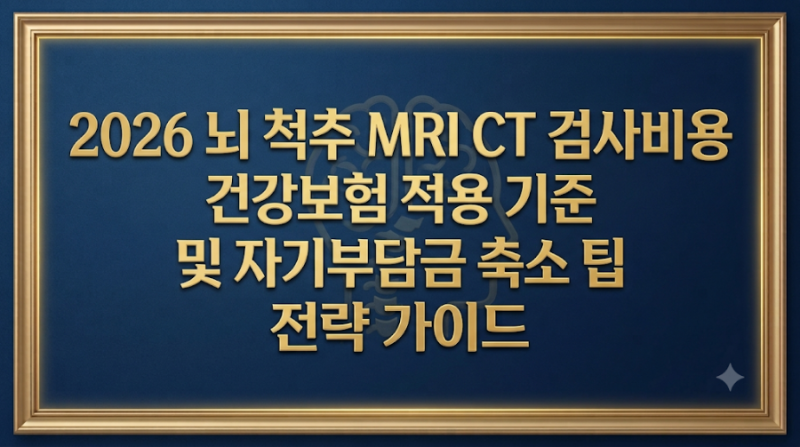2026 뇌 척추 MRI CT 검사비용 건강보험 적용 기준 및 자기부담금 축소 팁