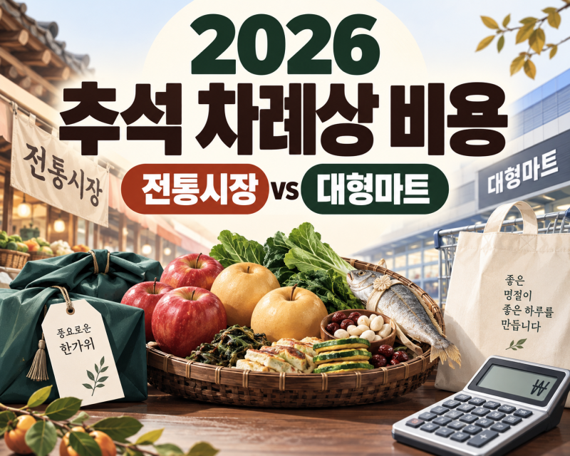 2026 추석 차례상 비용 얼마나 들까, 전통시장 대형마트 온라인 장보기 비교