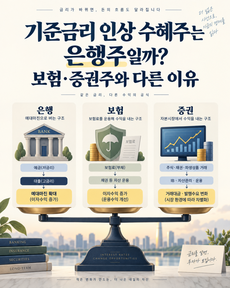 기준금리 인상 수혜주는 은행주일까? 보험·증권주와 다른 이유