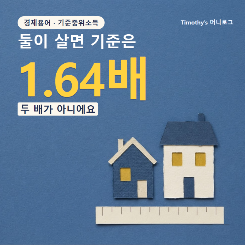 기준중위소득, 둘이 살면 두 배가 아니라 1.64배예요