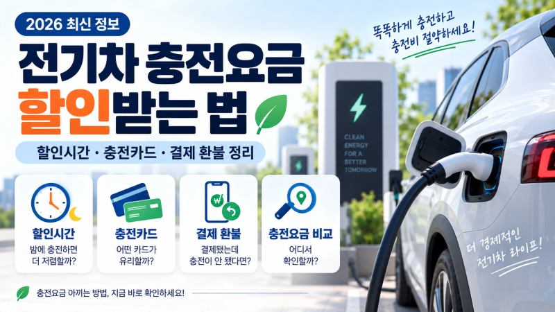 전기차 충전요금 할인받는 법｜할인시간·충전카드·결제 환불 정리