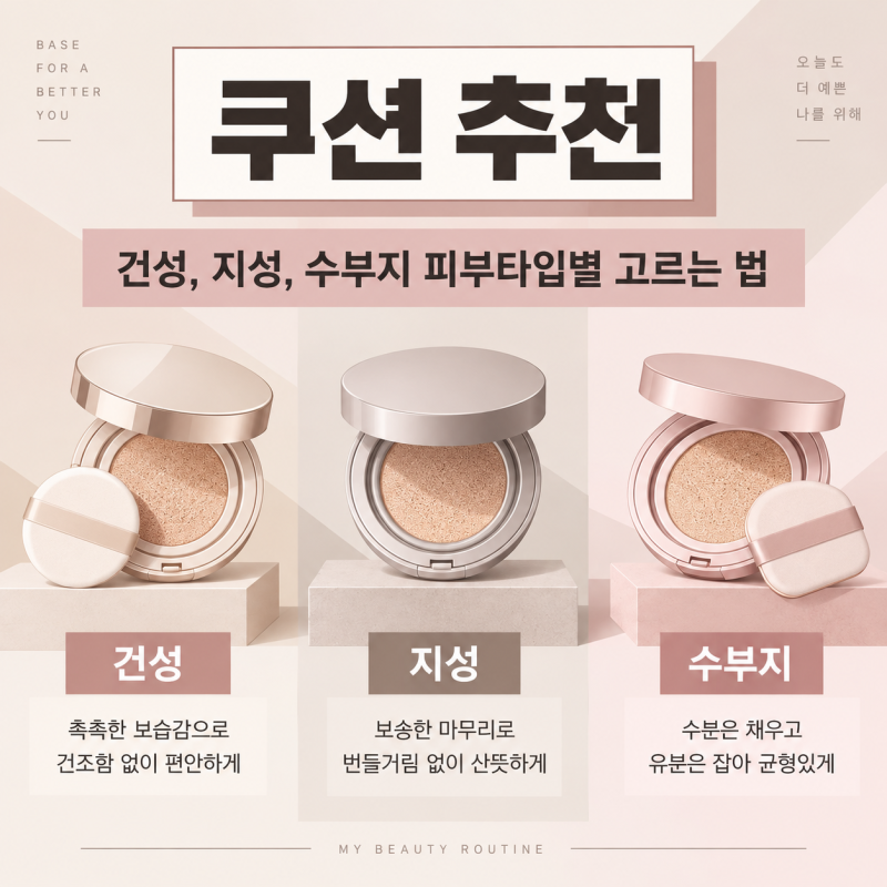 화장이 뜨는 이유, 건성 지성 수부지 피부 타입별 쿠션 고르는 법